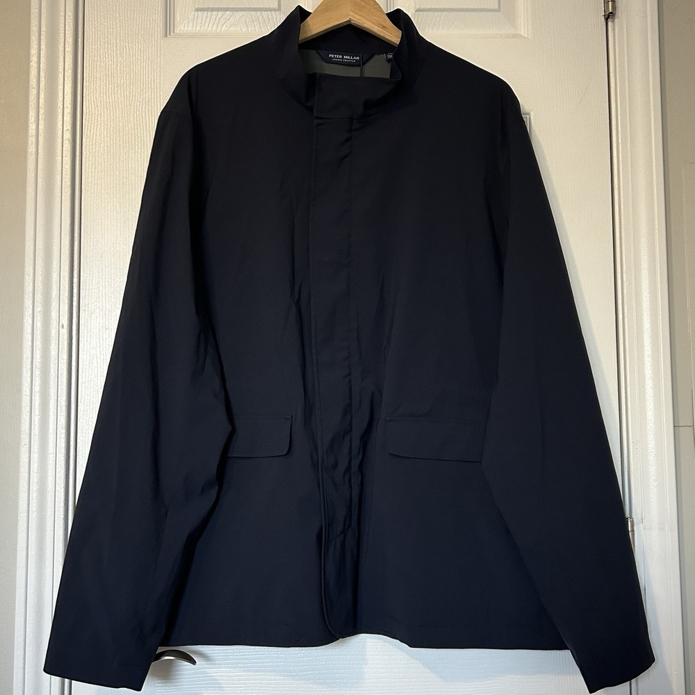 Peter Millar Crown Crafted Excursionist Navy Blue Flex City Coat Luxury Style